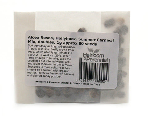 Alcea Rosea, Hollyhock - Summer Carnival Mix, doubles